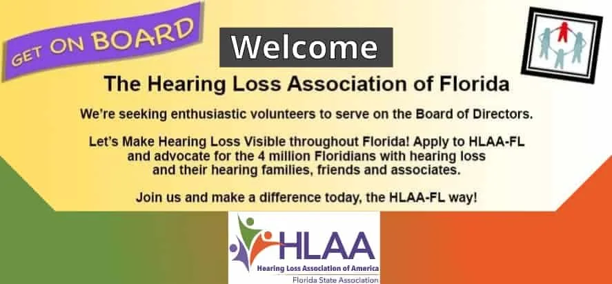 Hearing Loss Association of Florida board application banner